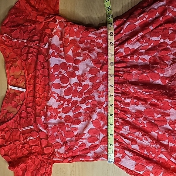 Sz4 Free People Red Floral Embroidered Mesh Dress - Picture 9 of 12